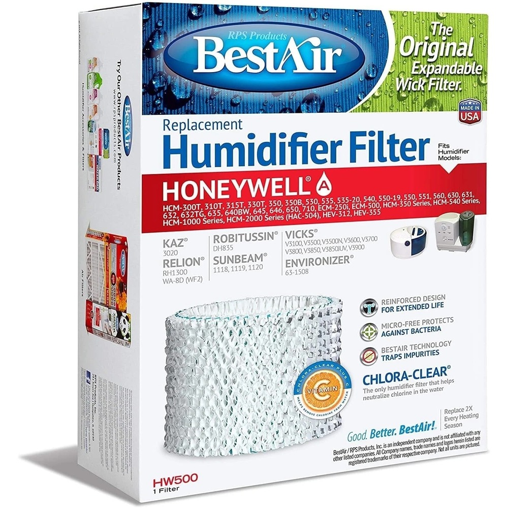 BestAir HW500 Replacement Humidifier Wick Filter Expandable‎ 1 Filter